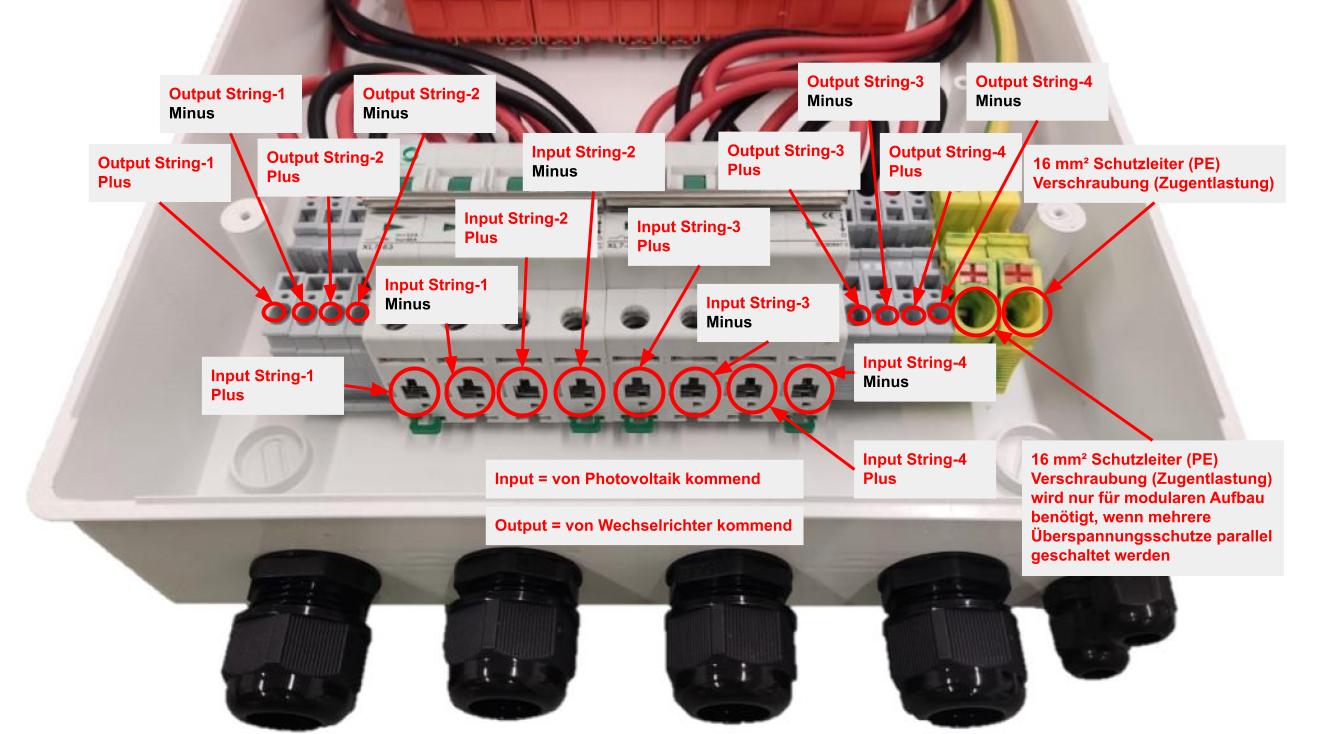 plenti SOLAR Generatoranschlusskasten Überspannungsschutz für PV-Anlagen 4  Eingänge 1 Ausgang