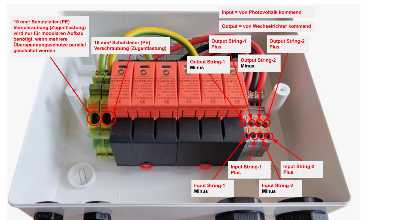 plenti SOLAR Generatoranschlusskasten Überspannungsschutz für PV-Anlagen 1  Eingang 1 Ausgang DC 500V 40kA