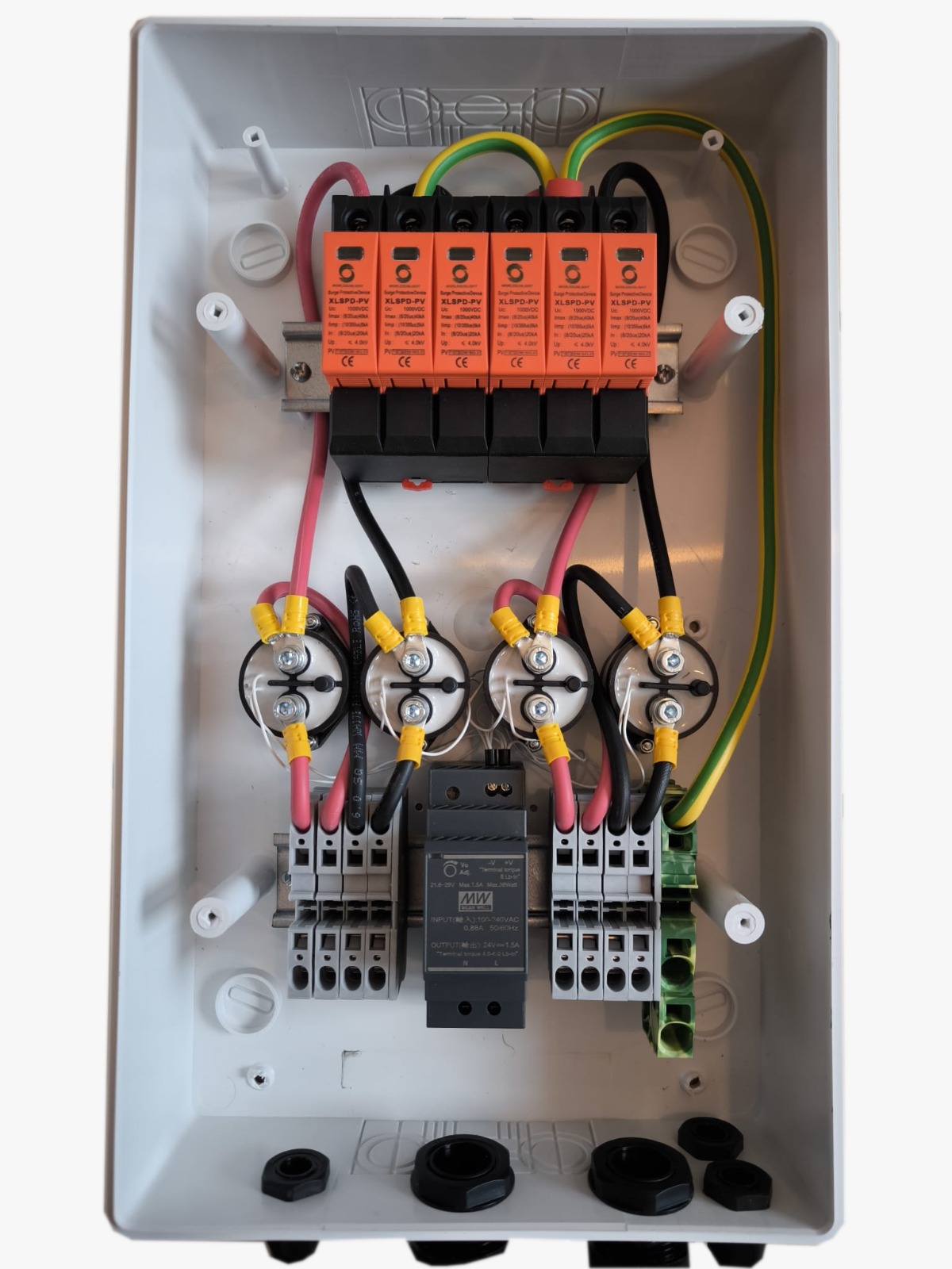 PV Feuerwehrschalter mit ein/ab schaltautomatik und DC Überspannungsschutz 2-strings Solar Generator Anschlusskasten 1000V Typ I + Typ II
