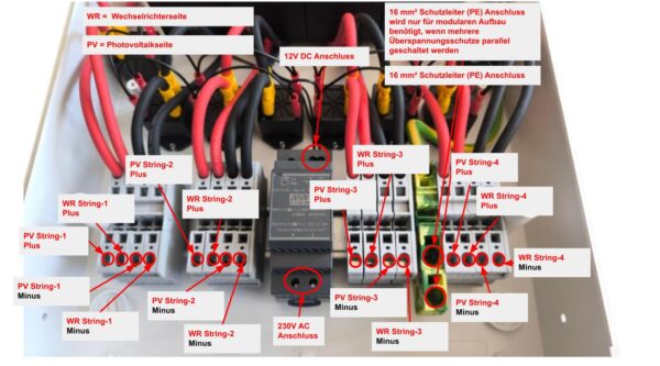 PV Feuerwehrschalter mit ein/aus Schaltautomatik und DC Überspannungsschutz 4-Strings Solar Generator Anschlusskasten 820V Typ I + Typ II – Bild 6