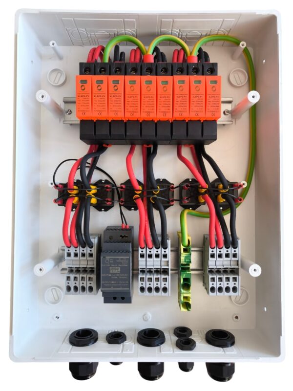 PV Feuerwehrschalter mit ein/aus Schaltautomatik und DC Überspannungsschutz 3-Strings Solar Generator Anschlusskasten 820V Typ I + Typ II